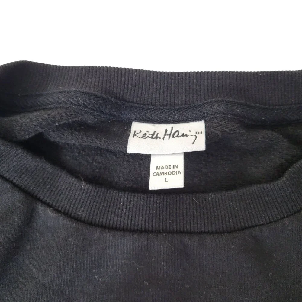 Keith Haring Black Long Sleeve Crewneck Sweatshirt With Red Heart Graphic L - Picture 6 of 6